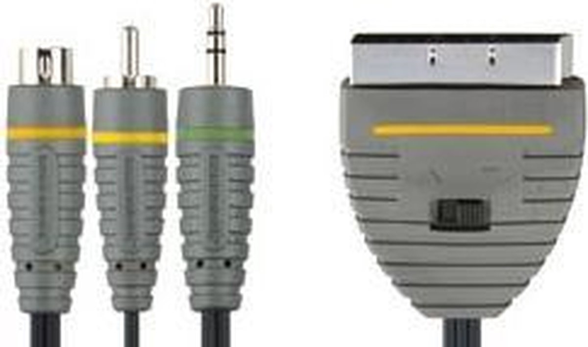 OPRUIMING Bandridge Scart - S-VHS en Composiet RCA + 3,5mm Jack kabel - 2 meter