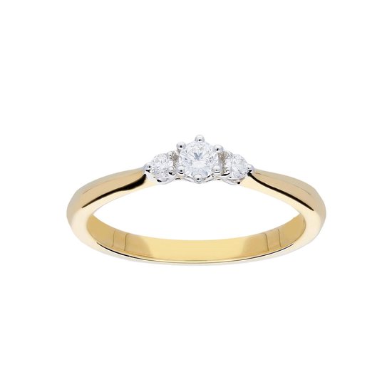 Glow ring met diamant verlovingsring - 3-0.145 ct G/SI - bicolor 14kt - mt 56