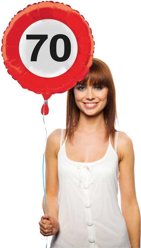 Folat - Folieballon - Verkeersbord - 70 jaar - Zonder vulling - 45cm