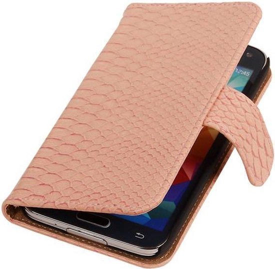 Samsung Galaxy Grand Neo - Roze Slangen Hoesje - Book Case Wallet Cover Beschermhoes bol.com