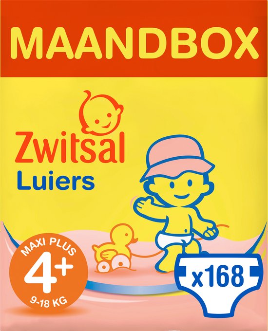 Zwitsal Luiers - Maxi Plus Maat 4+ - 168 stuks - Voordeelverpakking