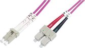 LOGON AL5LCSC03I/4I Glasvezel kabel 3 m OM4 2x LC 2x SC Roze