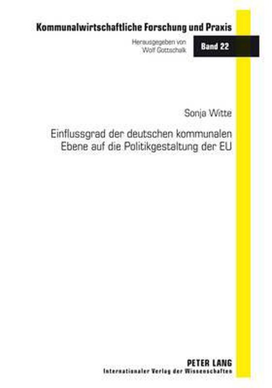 Einflussgrad der deutschen kommunalen Ebene auf die Politikg ... - cover