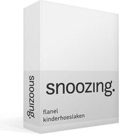 Snoozing - Flanel - Kinderhoeslaken - Ledikant - 60x120 cm - Wit