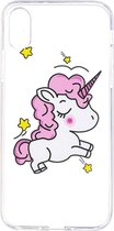 Shop4 - iPhone Xs Hoesje - Zachte Back Case Unicorn Cute Transparant