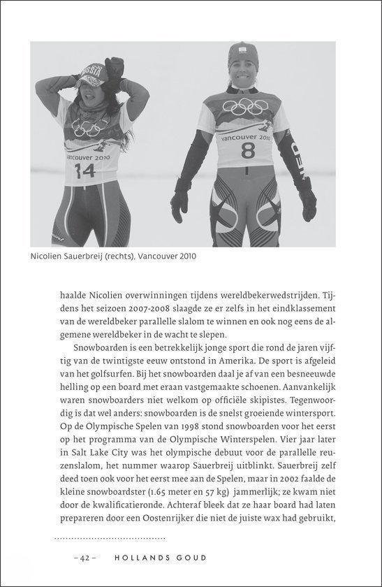 Twee snowboarders, Nicolien Sauerbreij (rechts) met nummer 8 en haar teamgenoot met nummer 14, Vancouver 2010.