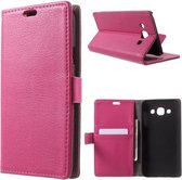 Litchi wallet hoesje Samsung Galaxy E5 roze