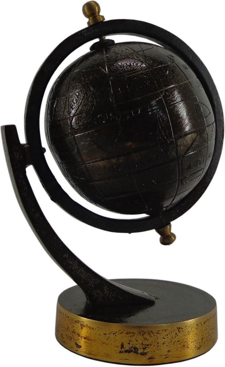 Deco4yourhome - Wereldbol - Bruin/Goud - 20cm