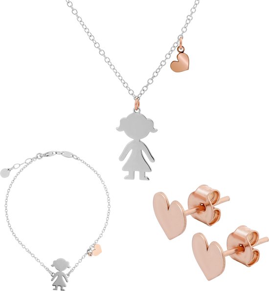 Orphelia SET-7390 - Juwelenset: Ketting + Armband + Oorbellen - Zilver 925 Rosé