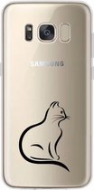 Samsung Galaxy S8 Plus transparant siliconen hoesje - Katje lijntekening