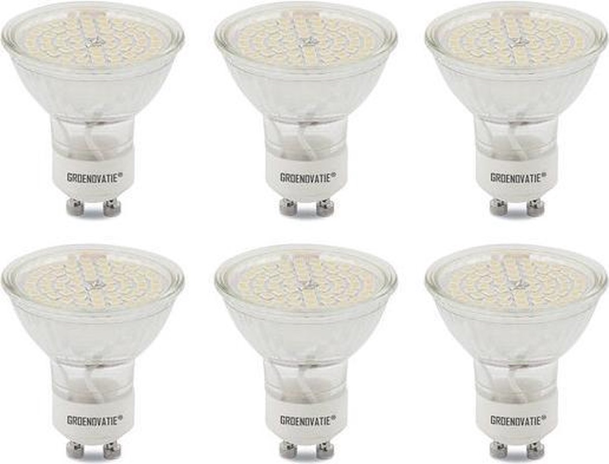 Groenovatie LED Spot GU10 Fitting - 5W - SMD - 52x50 mm - Warm Wit - 6-Pack - Dimbaar