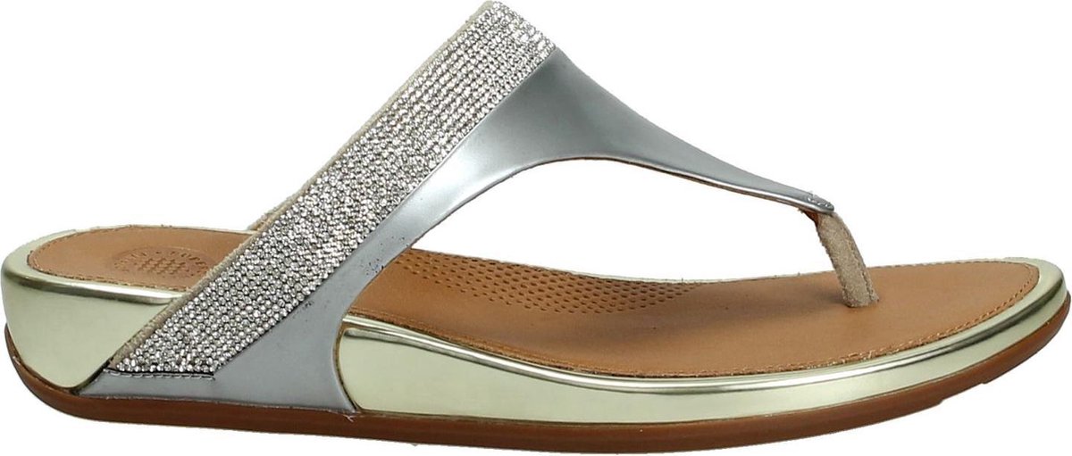 FitFlop Banda micro crystal toe post - Dames - Maat 39 - Zilver | bol