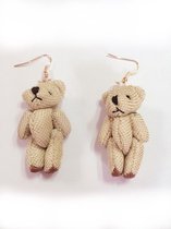 Teddybeer oorbellen stof echte beer 4.8 cm oorhangers