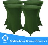 Statafelrok Luxe Donker Groen x 4 - Statafel Tafelrok - Statafelhoes - Stretch –  ∅80 x 110 cm – geschikt voor Horeca Evenementen | Sta Tafel Hoes | Statafel | Staantafelhoes | Cocktailparty 