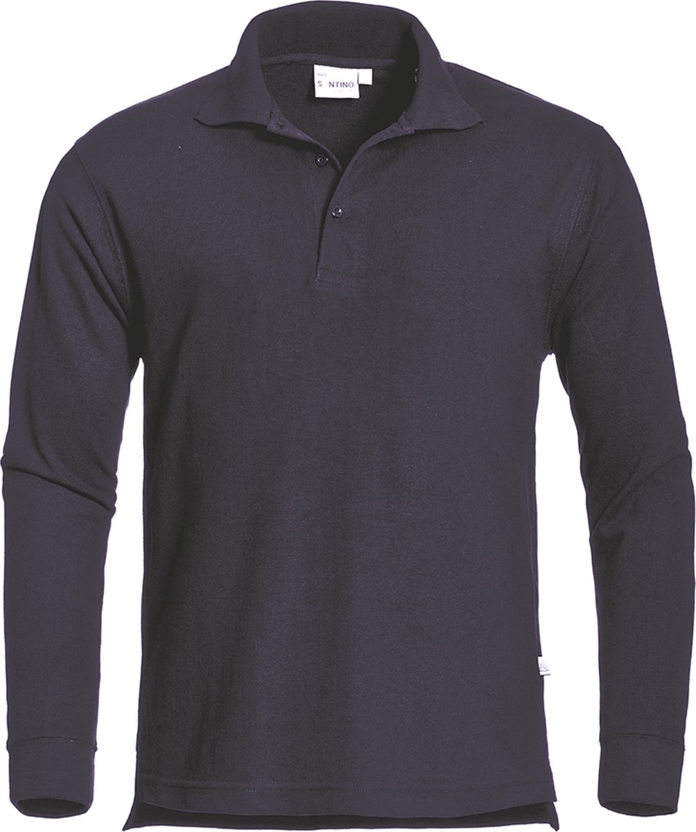 Santino Matt Polo-shirt lange mouwen - Zwart - XXL
