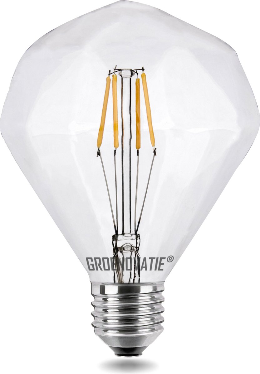 Groenovatie LED Filament Diamant E27 Fitting - 4W - 150x114 mm - Extra Warm Wit - Dimbaar