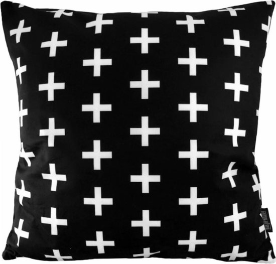 Zwart - Wit Kruisjes Kussenhoes | Katoen/Polyester | 45 x 45 cm