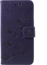 Shop4 - iPhone Xr Hoesje - Wallet Case Bloemen Vlinder Donker Paars