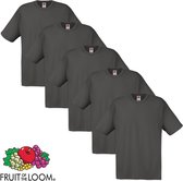Fruit of the Loom 5 Original T-shirt 100% katoen grafiet