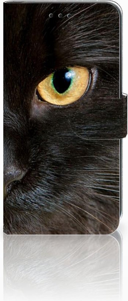 Xiaomi Mi A2 Lite Telefoonhoesje met Pasjes Zwarte Kat