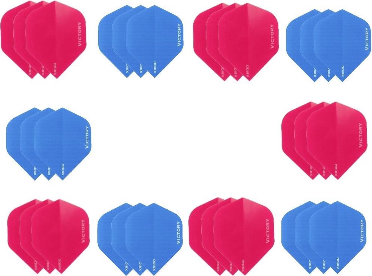 Darts Set - 10 sets (30 stuks) - XS100 Poly flights - duo kleur pakket - Blauw en Roze - flights - dartflights