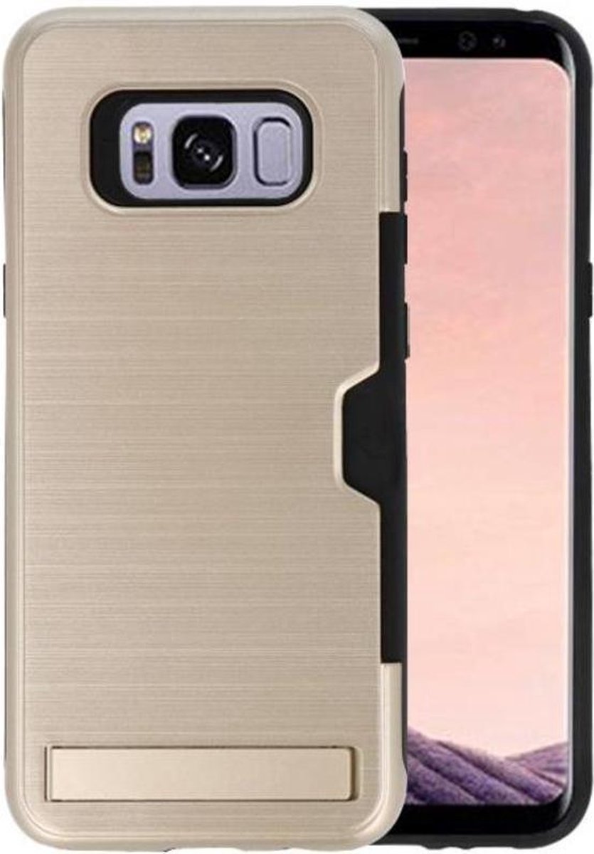 Goud Tough Armor Kaarthouder Stand Hoesje voor Samsung Galaxy S8 Plus