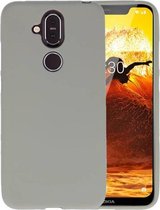 Bestcases Color Telefoonhoesje - Backcover Hoesje - Siliconen Case Back Cover voor Nokia 8.1 - Grijs
