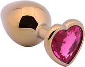 Banoch - Buttplug Coeur d'Or Rose Small - Goud Metaal - Hart - Diamant Steen Roze