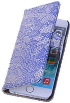 Lace Blauw iPhone 4 4s Book/Wallet Case/Cover