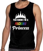 Zwart You know i am a fucking Princess gay pride tanktop heren L