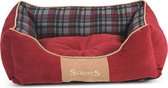 Stevige Hondenmand van Hoogwaardige Chenille stof met anti-slip onderzijde - Scruffs Highland Box Bed -  Kleur: Rood, Maat: Small