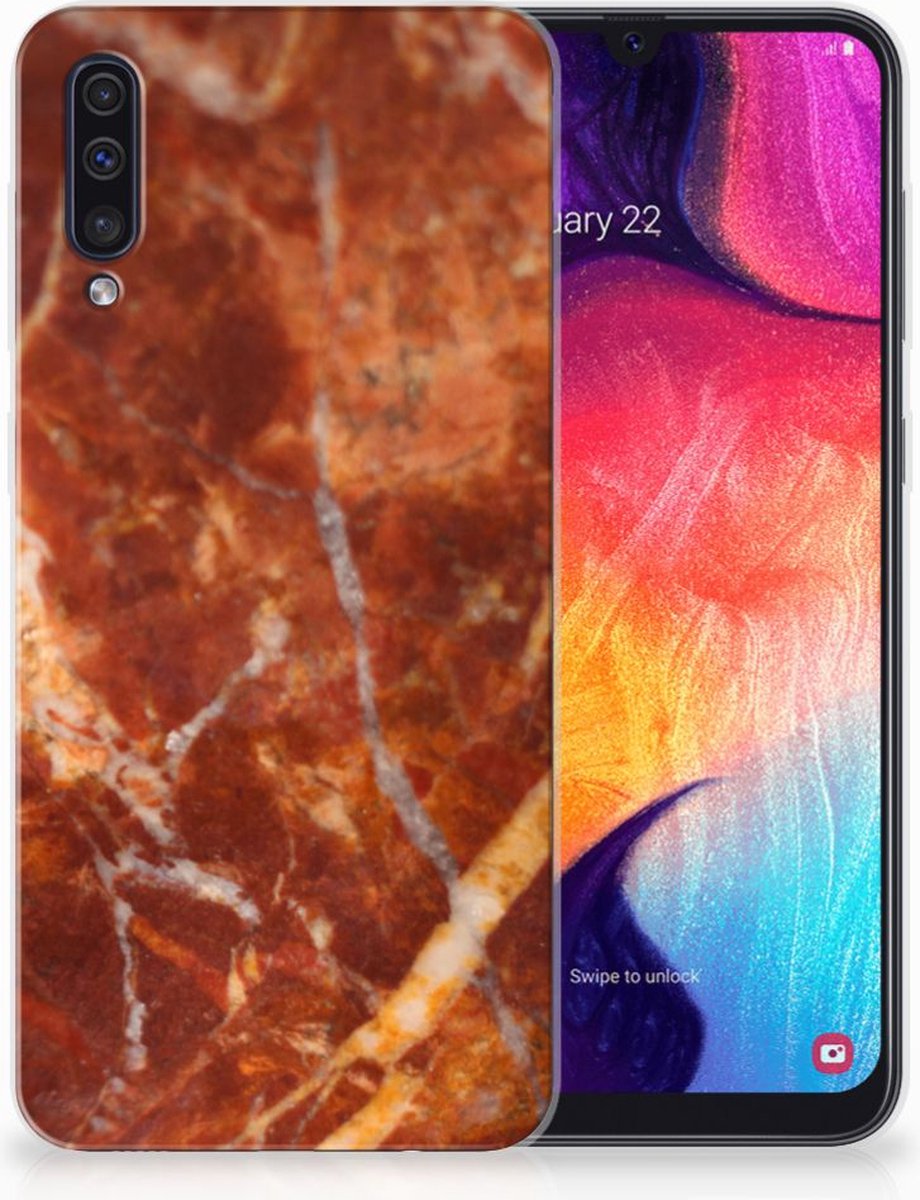 Samsung Galaxy A50 TPU Siliconen Hoesje Marmer Bruin
