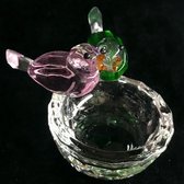 kristal -glas- vogel . Leuke kristallen groene en roze vogeltjes op een vogelnestje. 10x6.5x6.5cm Perfect en exquise kristal glas ambachtelijk handgemaakt.