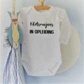 Baby Rompertje met tekst    jongen of meisje Kletsmajoor in Opleiding  | Lange mouw | wit | maat 62/68