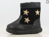 Leren + suede laarsjes met sterren - in zwart - voor baby's/peuters