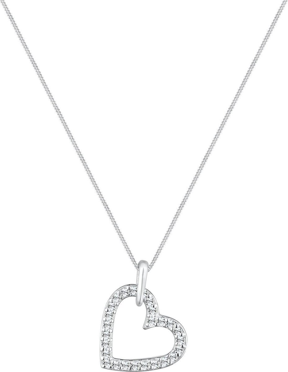 Elli Damesketting met hanger ster 925 zilver kristal wit briljant geslepen