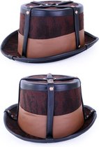 2x Steampunk hoed bruin decoratief met elastieke band