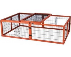 Knaagdierren Trixie - Open Dak, Gebeitst Grenenhout - 174x48x109 cm, Metalen Traliewerk, 2 Deuren