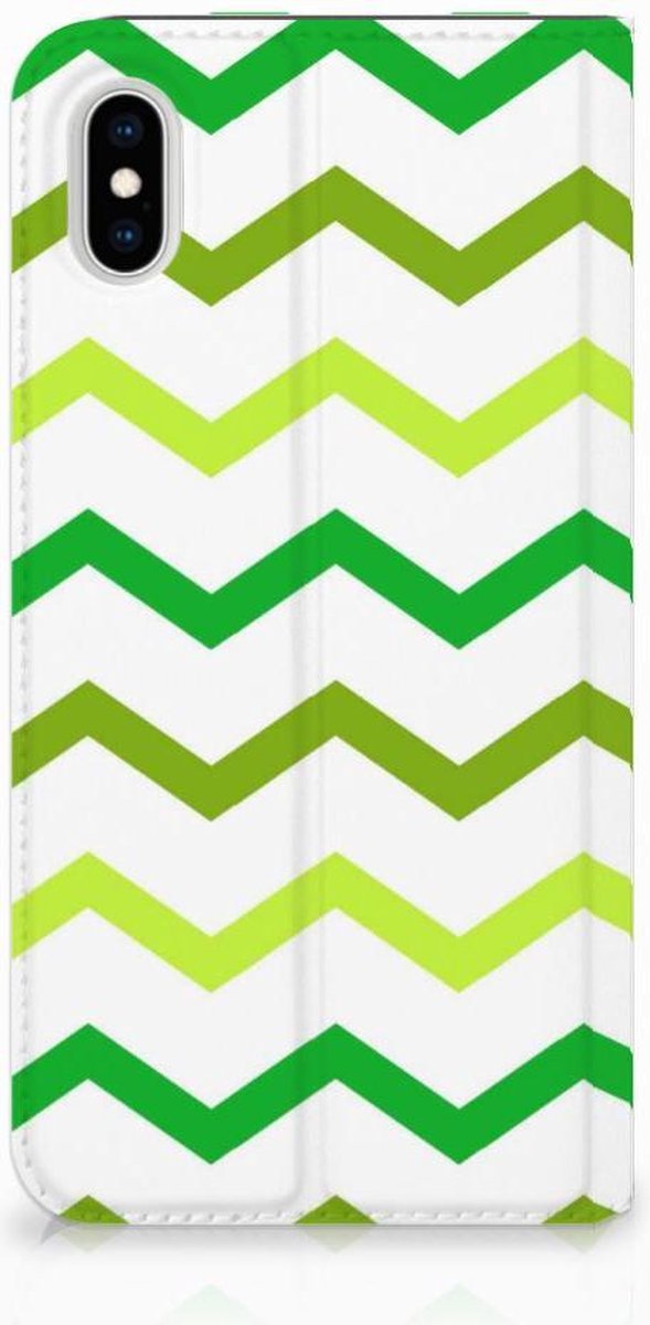 Apple iPhone Xs Max Hoesje met Magneet Zigzag Groen