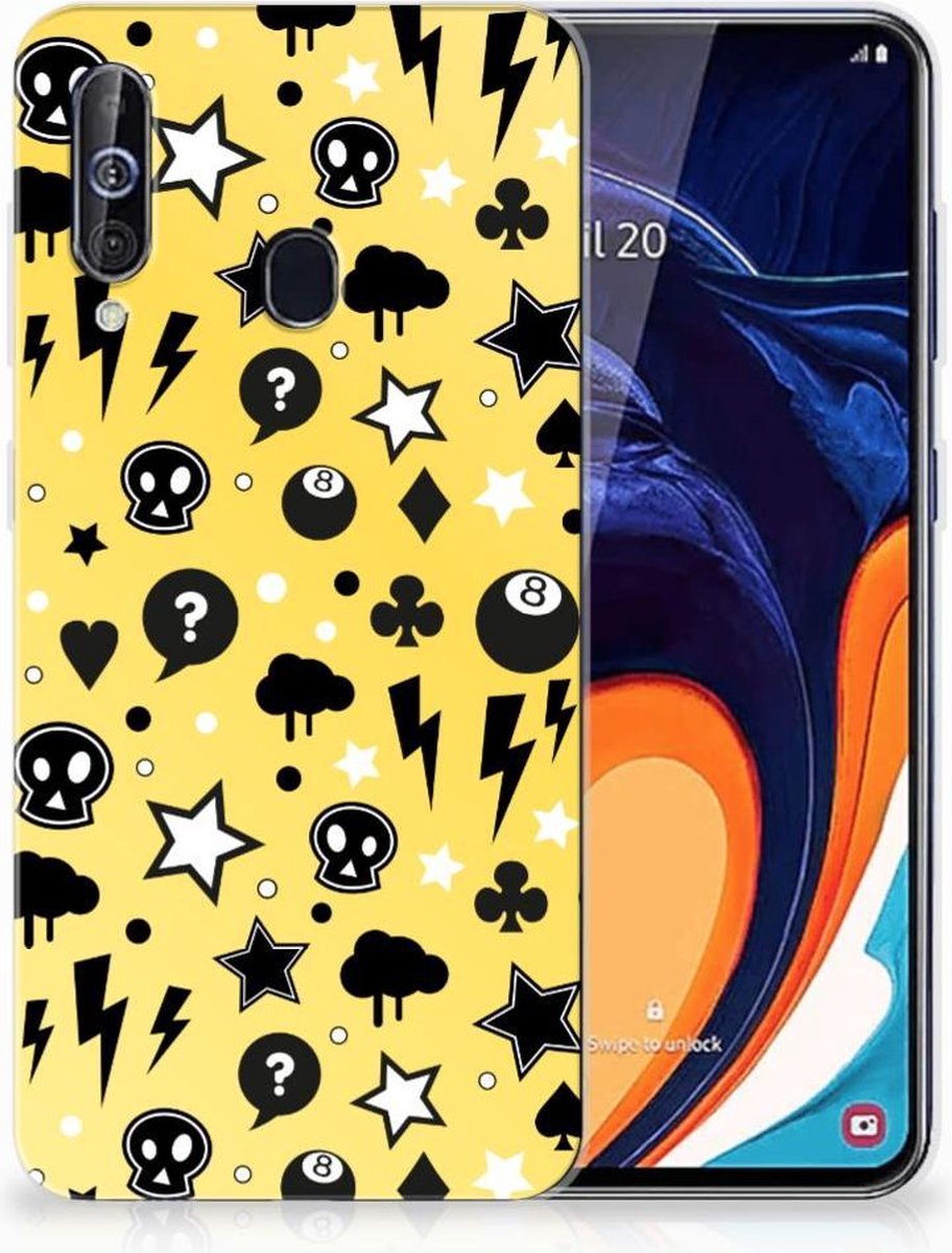 Silicone Back Case Samsung Galaxy A60 Punk Geel