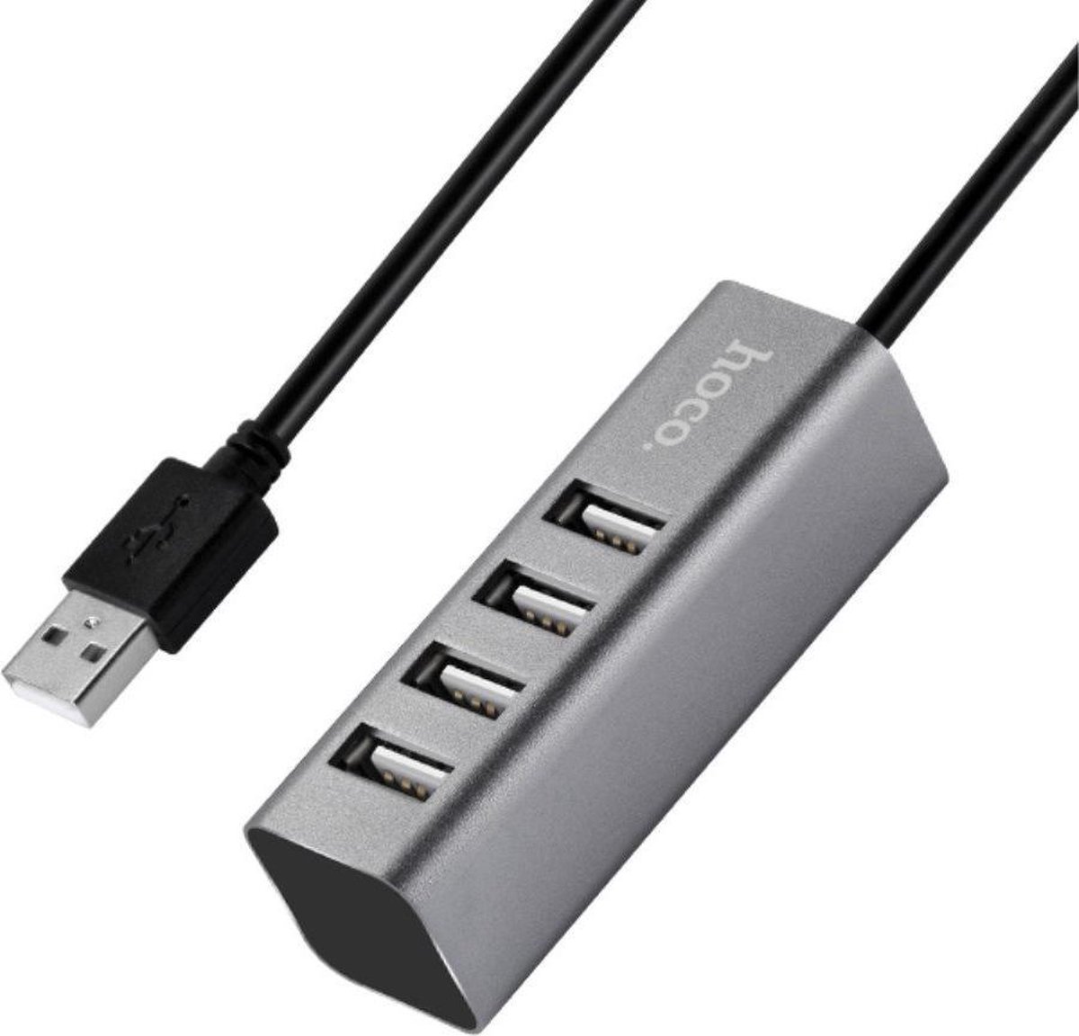 Hoco - USB 2.0 HUB 4 poorten Grijs