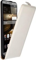 Wit Huawei Ascend Mate 7 Lederen Flip case Telefoonhoesje