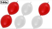 144x  Doorknoopballon rood/wit