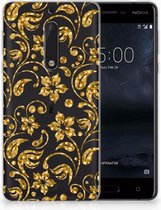 Nokia 5 TPU Hoesje Design Gouden Bloemen
