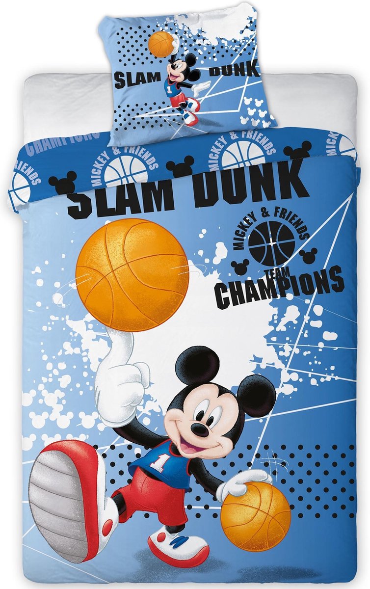 Disney Mickey Mouse Slam Dunk -Dekbedovertrek - Eenpersoons - 140 x 200 cm - Polyester