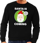 Foute kersttrui - Santa is coming - thats what she said - zwart voor heren S (48)