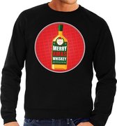 Foute kersttrui / sweater Merry Chrismas Whiskey zwart voor heren - Kersttrui voor whisky liefhebber 2XL (56)