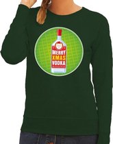 Foute kersttrui / sweater Merry Chrismas Vodka groen voor dames - Kersttrui voor wodka liefhebber XS (34)