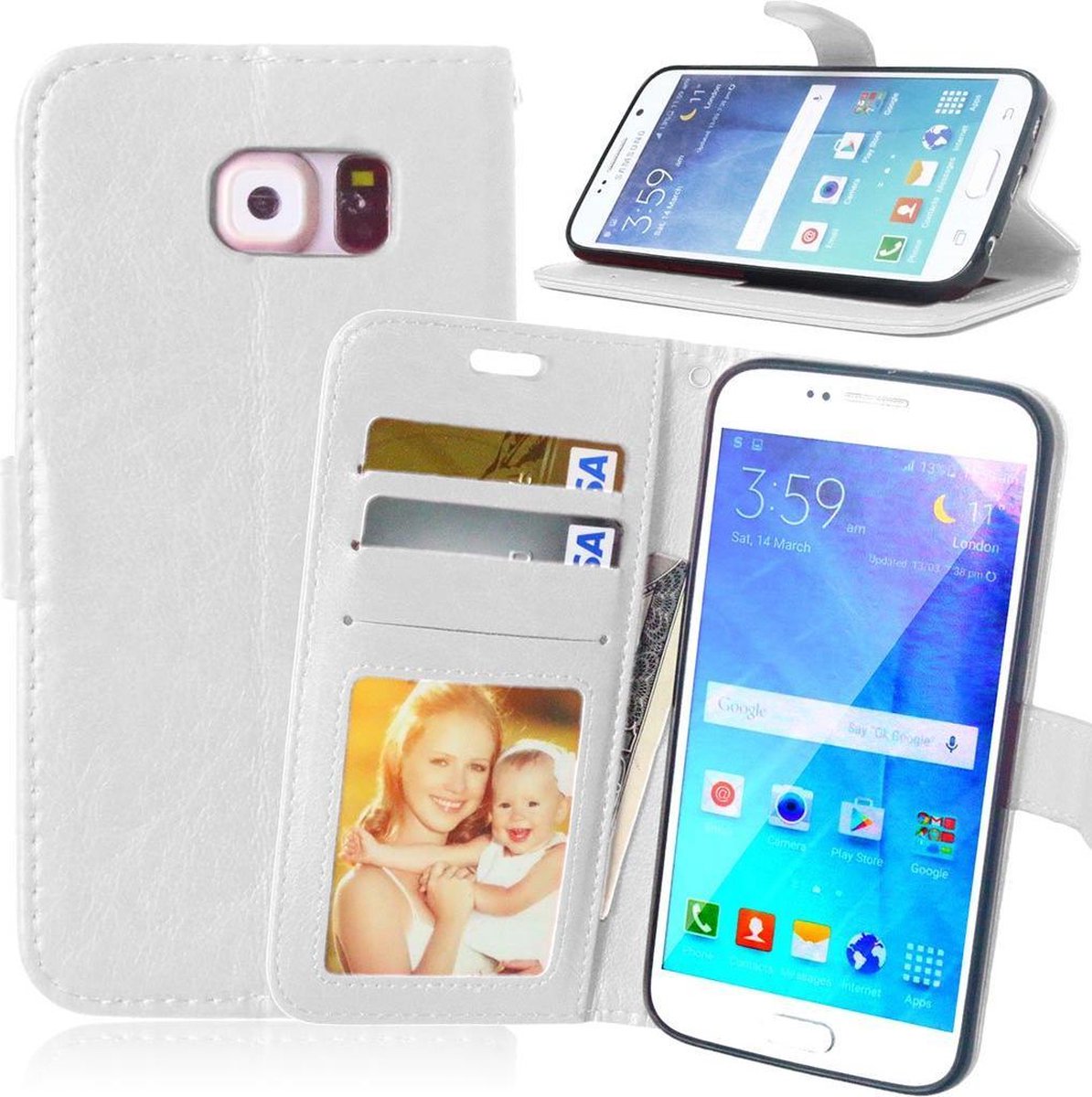 Telefoonhoes Geschikt voor: Samsung Galaxy S6 Edge portemonnee hoesje - Wit