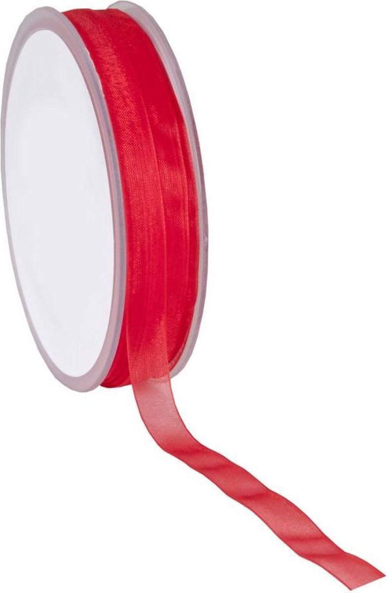 Rood Organza lint – 10 mm × 50 m – Organza